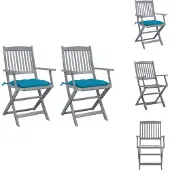vidaXL Klappbare Gartenstühle 2 Stk. mit Kissen Massivholz Akazie - Gartenstühle