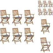 vidaXL Klappbare Gartenstühle 6 Stk. mit Kissen Massivholz Akazie - Gartenstühle