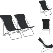 vidaXL Klappbare Strandstühle 2 Stk. Stahl und Oxford-Gewebe Schwarz - Gartenstühle