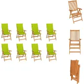 vidaXL Garten-Liegestühle mit Kissen 8 Stk. Massivholz Teak - Gartenstühle