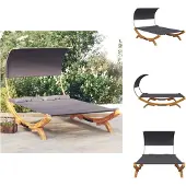 vidaXL Loungebett mit Dach 165x203x126 cm Bugholz Massiv Anthrazit - Gartenbetten