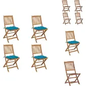 vidaXL Klappbare Gartenstühle 4 Stk. mit Kissen Massivholz Akazie - Gartenstühle