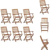 vidaXL Klappbare Gartenstühle 6 Stk. Massivholz Akazie - Gartenstühle