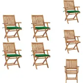 vidaXL Klappbare Gartenstühle mit Kissen 4 Stk. Massivholz Teak - Gartenstühle