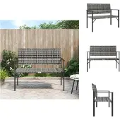 vidaXL Gartenbank 2-Sitzer Grau Poly Rattan