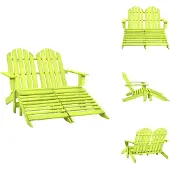 vidaXL 2-Sitzer Adirondack-Gartenbank mit Fußstütze Tannenholz Grün - Gartenstühle