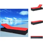 vidaXL Sonnenliege mit Auflage Poly Rattan Schwarz - Sonnenliegen