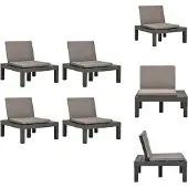 vidaXL Gartenstühle mit Auflagen 4 Stk. Kunststoff Anthrazit - Gartenstühle