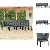vidaXL 5-tlg. Garten-Lounge-Set Schwarz und Grau Poly Rattan