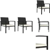 vidaXL Garten-Essstühle 2 Stk. Poly Rattan Schwarz - Gartenstühle
