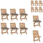 vidaXL Klappbare Gartenstühle mit Kissen 6 Stk. Massivholz Teak - Gartenstühle