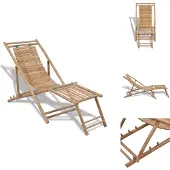 vidaXL Garten-Liegestuhl mit Fußablage Bambus - Sonnenliegen