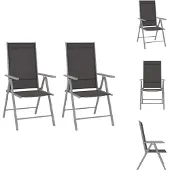 vidaXL Gartenstühle Klappbar 2 Stk. Textilene Schwarz - Gartenstühle