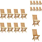 vidaXL Gartenstühle mit Cremeweißen Kissen 8 Stk. Massivholz Teak - Gartenstühle