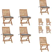 vidaXL Klappbare Gartenstühle mit Kissen 4 Stk. Massivholz Teak - Gartenstühle