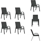 vidaXL Stapelbare Gartenstühle 4 Stk. Schwarz Textilene - Gartenstühle
