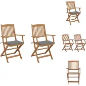 vidaXL Klappbare Gartenstühle 2 Stk. mit Kissen Massivholz Akazie - Gartenstühle