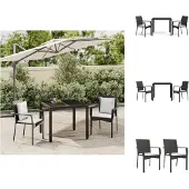 vidaXL 3-tlg. Garten-Essgruppe mit Kissen Schwarz Poly Rattan