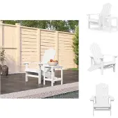 vidaXL Adirondack-Gartenstuhl mit Tisch HDPE Weiß - Gartenstühle
