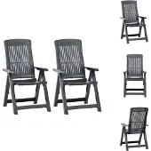 vidaXL Verstellbare Gartenstühle 2 Stk. Kunststoff Anthrazit - Gartenstühle