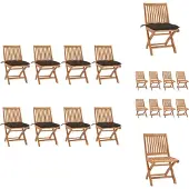 vidaXL Klappbare Gartenstühle mit Kissen 8 Stk. Massivholz Teak - Gartenstühle