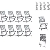 vidaXL Klappbare Gartenstühle 8 Stk. mit Kissen Massivholz Akazie - Gartenstühle