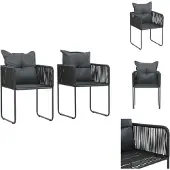 vidaXL Gartenstühle 2 Stk. mit Polstern Poly Rattan Schwarz - Gartenstühle