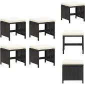 vidaXL Gartenhocker 4 Stk. mit Sitzkissen Poly Rattan Schwarz - Gartenstühle