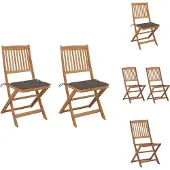 vidaXL Klappbare Gartenstühle 2 Stk. mit Kissen Massivholz Akazie - Gartenstühle