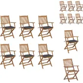 vidaXL Klappbare Gartenstühle 6 Stk. mit Kissen Massivholz Akazie - Gartenstühle