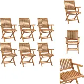 vidaXL Klappbare Gartenstühle 6 Stk. Massivholz Teak - Gartenstühle