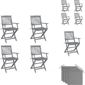vidaXL Klappbare Gartenstühle 4 Stk. mit Sitzkissen Massivholz Akazie - Gartenstühle