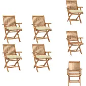 vidaXL Klappbare Gartenstühle mit Kissen 4 Stk. Massivholz Teak - Gartenstühle