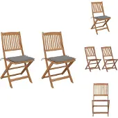 vidaXL Klappbare Gartenstühle 2 Stk. mit Kissen Massivholz Akazie - Gartenstühle