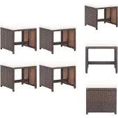 vidaXL Gartenhocker 4 Stk. mit Kissen Poly Rattan Braun - Gartenstühle