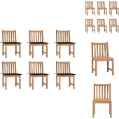 vidaXL Gartenstühle 6 Stk. mit Kissen Massivholz Teak - Gartenstühle