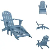 vidaXL Adirondack-Gartenstuhl mit Fußstütze Massivholz Tanne Blau - Gartenstühle