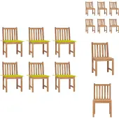 vidaXL Gartenstühle 6 Stk. mit Kissen Massivholz Teak - Gartenstühle