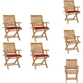 vidaXL Klappbare Gartenstühle mit Kissen 4 Stk. Massivholz Teak - Gartenstühle