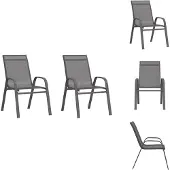 vidaXL Stapelbare Gartenstühle 2 Stk. Grau Textilene - Gartenstühle