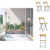 vidaXL Klappbare Gartenstühle 2 Stk. Stahl und Massivholz Akazie - Gartenstühle