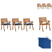vidaXL Garten-Essstühle mit Kissen 3 Stk. Massivholz Akazie - Gartenstühle