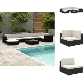 vidaXL 8-tlg. Garten-Lounge-Set mit Auflagen Poly Rattan Schwarz