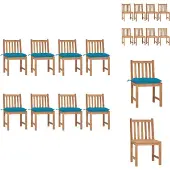 vidaXL Gartenstühle 8 Stk. mit Kissen Massivholz Teak - Gartenstühle
