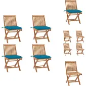 vidaXL Klappbare Gartenstühle mit Kissen 4 Stk. Massivholz Teak - Gartenstühle