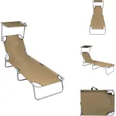 vidaXL Klappliege mit Sonnenschutz Taupe Aluminium - Sonnenliegen