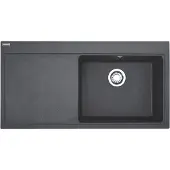 Franke Spüle MYTHOS MTG 611 in ONYX mit Becken rechts und Druckknopfventil / Ausschnittmaß 980 x 495 mm / Einbauspüle / Granitspüle