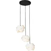QAZQA - Moderne Hängelampe I Pendellampe I Pendelleuchte schwarz mit Weiß 3-flammig-Lichter - Cloth I Wohnzimmer I Schlafzimmer - Textil Rund - LED geeignet E27