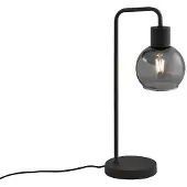QAZQA Art-Deco-Tischlampe schwarz mit Rauchglas - Vidro