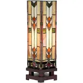 Clayre & Eef Tiffany Tischlampe 15x15x54 cm Beige Glas